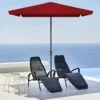 8 Ft X 10 Ft. Rectangular Steel Market Crank And Tilt Outdoor Patio Umbrella In Red
