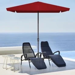 8 Ft X 10 Ft. Rectangular Steel Market Crank And Tilt Outdoor Patio Umbrella In Red