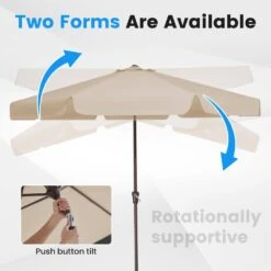 10 Ft. Steel Market Crank And Tilt Outdoor Patio Umbrella In Beige -More Furniture Store jearey market umbrellas cbzzs 10 bg 1f 1000
