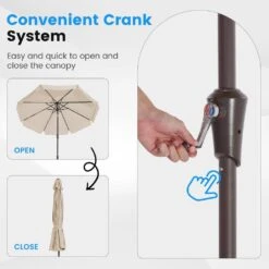 10 Ft. Steel Market Crank And Tilt Outdoor Patio Umbrella In Beige -More Furniture Store jearey market umbrellas cbzzs 10 bg 4f 1000