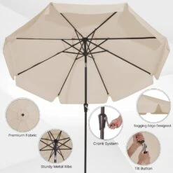 10 Ft. Steel Market Crank And Tilt Outdoor Patio Umbrella In Beige -More Furniture Store jearey market umbrellas cbzzs 10 bg c3 1000