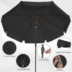10 Ft. Steel Market Crank And Tilt Outdoor Patio Umbrella In Black -More Furniture Store jearey market umbrellas cbzzs 10 bk c3 1000