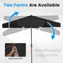 10 Ft. Steel Market Crank And Tilt Outdoor Patio Umbrella In Black -More Furniture Store jearey market umbrellas cbzzs 10 bk fa 1000
