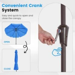 10 Ft. Steel Market Crank And Tilt Outdoor Patio Umbrella In Blue -More Furniture Store jearey market umbrellas cbzzs 10 bu 4f 1000