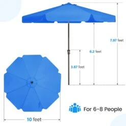 10 Ft. Steel Market Crank And Tilt Outdoor Patio Umbrella In Blue -More Furniture Store jearey market umbrellas cbzzs 10 bu fa 1000