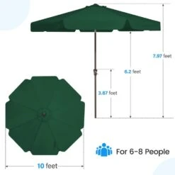 10 Ft. Steel Market Crank And Tilt Outdoor Patio Umbrella In Dark Green -More Furniture Store jearey market umbrellas cbzzs 10 dgn fa 1000
