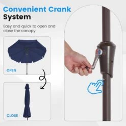 10 Ft. Steel Market Crank And Tilt Outdoor Patio Umbrella In Navy -More Furniture Store jearey market umbrellas cbzzs 10 nv 4f 1000