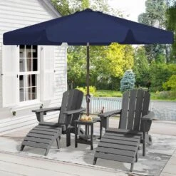 10 Ft. Steel Market Crank And Tilt Outdoor Patio Umbrella In Navy