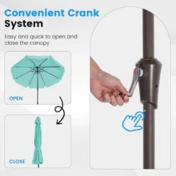 10 Ft. Steel Market Crank And Tilt Outdoor Patio Umbrella In Peacock Blue -More Furniture Store jearey market umbrellas cbzzs 10 pb 4f 1000
