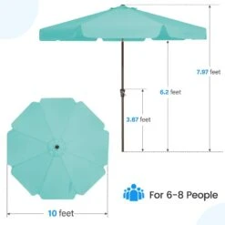10 Ft. Steel Market Crank And Tilt Outdoor Patio Umbrella In Peacock Blue -More Furniture Store jearey market umbrellas cbzzs 10 pb fa 1000