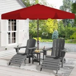 10 Ft. Steel Market Crank And Tilt Outdoor Patio Umbrella In Red -More Furniture Store jearey market umbrellas cbzzs 10 rd de 1000