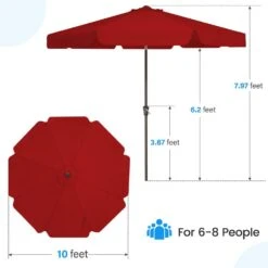 10 Ft. Steel Market Crank And Tilt Outdoor Patio Umbrella In Red -More Furniture Store jearey market umbrellas cbzzs 10 rd fa 1000