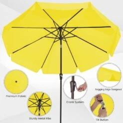 10 Ft. Steel Market Crank And Tilt Outdoor Patio Umbrella In Yellow -More Furniture Store jearey market umbrellas cbzzs 10 ye c3 1000