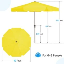 10 Ft. Steel Market Crank And Tilt Outdoor Patio Umbrella In Yellow -More Furniture Store jearey market umbrellas cbzzs 10 ye fa 1000