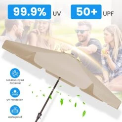 11 Ft. Steel Market Crank Outdoor Patio Umbrella In Beige -More Furniture Store jearey market umbrellas cbzzs 11 bg 1f 1000