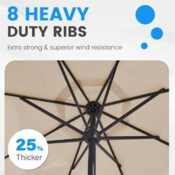 11 Ft. Steel Market Crank Outdoor Patio Umbrella In Beige -More Furniture Store jearey market umbrellas cbzzs 11 bg 44 1000