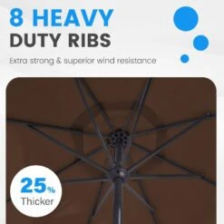 11 Ft. Steel Market Crank Outdoor Patio Umbrella In Brown -More Furniture Store jearey market umbrellas cbzzs 11 bn 44 1000