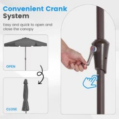 11 Ft. Steel Market Crank Outdoor Patio Umbrella In Gray 11 11 Ft. Steel Market Crank Outdoor Patio Umbrella In Gray -More Furniture Store jearey market umbrellas cbzzs 11 gy 4f 1000