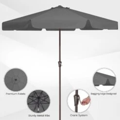 11 Ft. Steel Market Crank Outdoor Patio Umbrella In Gray 10 11 Ft. Steel Market Crank Outdoor Patio Umbrella In Gray -More Furniture Store jearey market umbrellas cbzzs 11 gy c3 1000