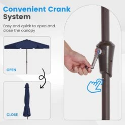 11 Ft. Steel Market Crank Outdoor Patio Umbrella In Navy 12 11 Ft. Steel Market Crank Outdoor Patio Umbrella In Navy -More Furniture Store jearey market umbrellas cbzzs 11 nv 4f 1000