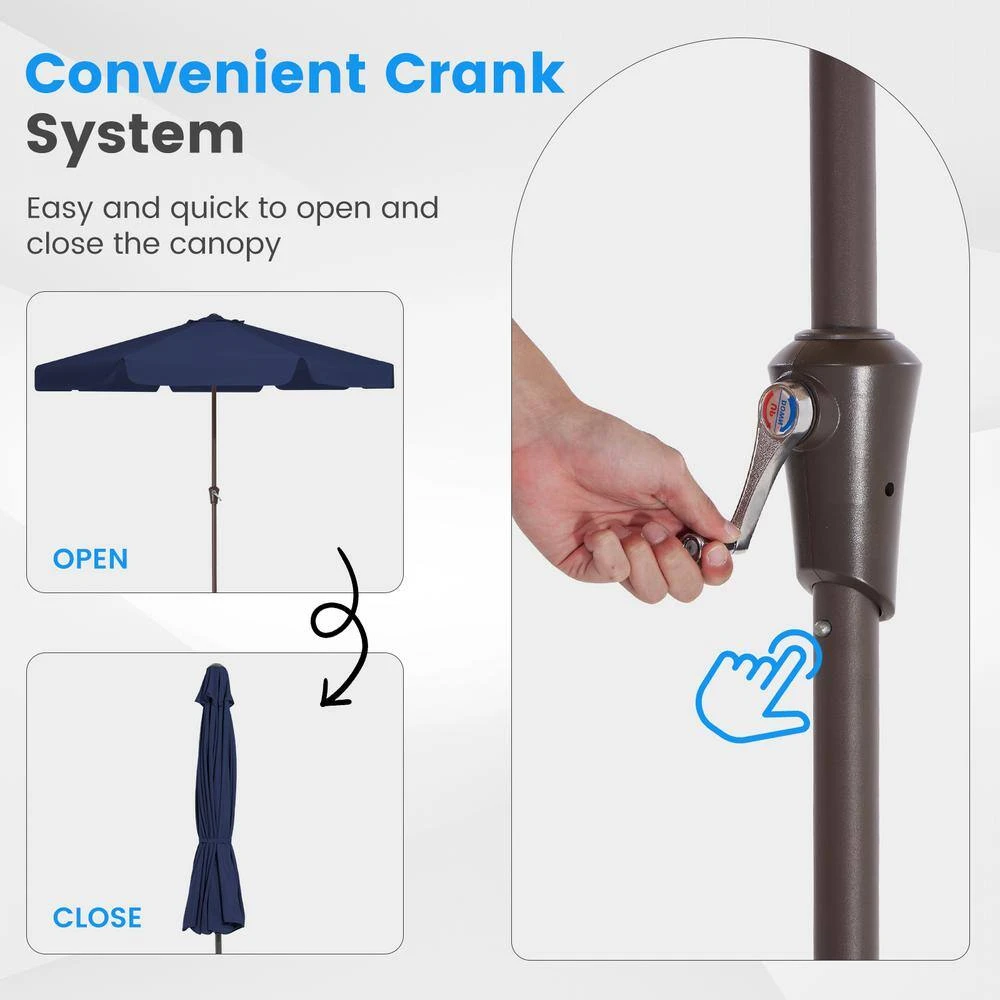 11 Ft. Steel Market Crank Outdoor Patio Umbrella In Navy 5 11 Ft. Steel Market Crank Outdoor Patio Umbrella In Navy - Image 5