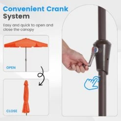 11 Ft. Steel Market Crank Outdoor Patio Umbrella In Pumpkin -More Furniture Store jearey market umbrellas cbzzs 11 og 4f 1000