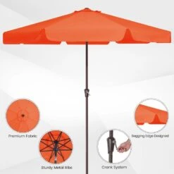 11 Ft. Steel Market Crank Outdoor Patio Umbrella In Pumpkin -More Furniture Store jearey market umbrellas cbzzs 11 og c3 1000