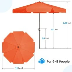 11 Ft. Steel Market Crank Outdoor Patio Umbrella In Pumpkin -More Furniture Store jearey market umbrellas cbzzs 11 og fa 1000
