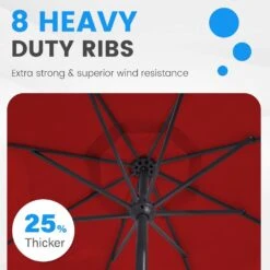 11 Ft. Steel Market Crank Outdoor Patio Umbrella In Red -More Furniture Store jearey market umbrellas cbzzs 11 rd 44 1000