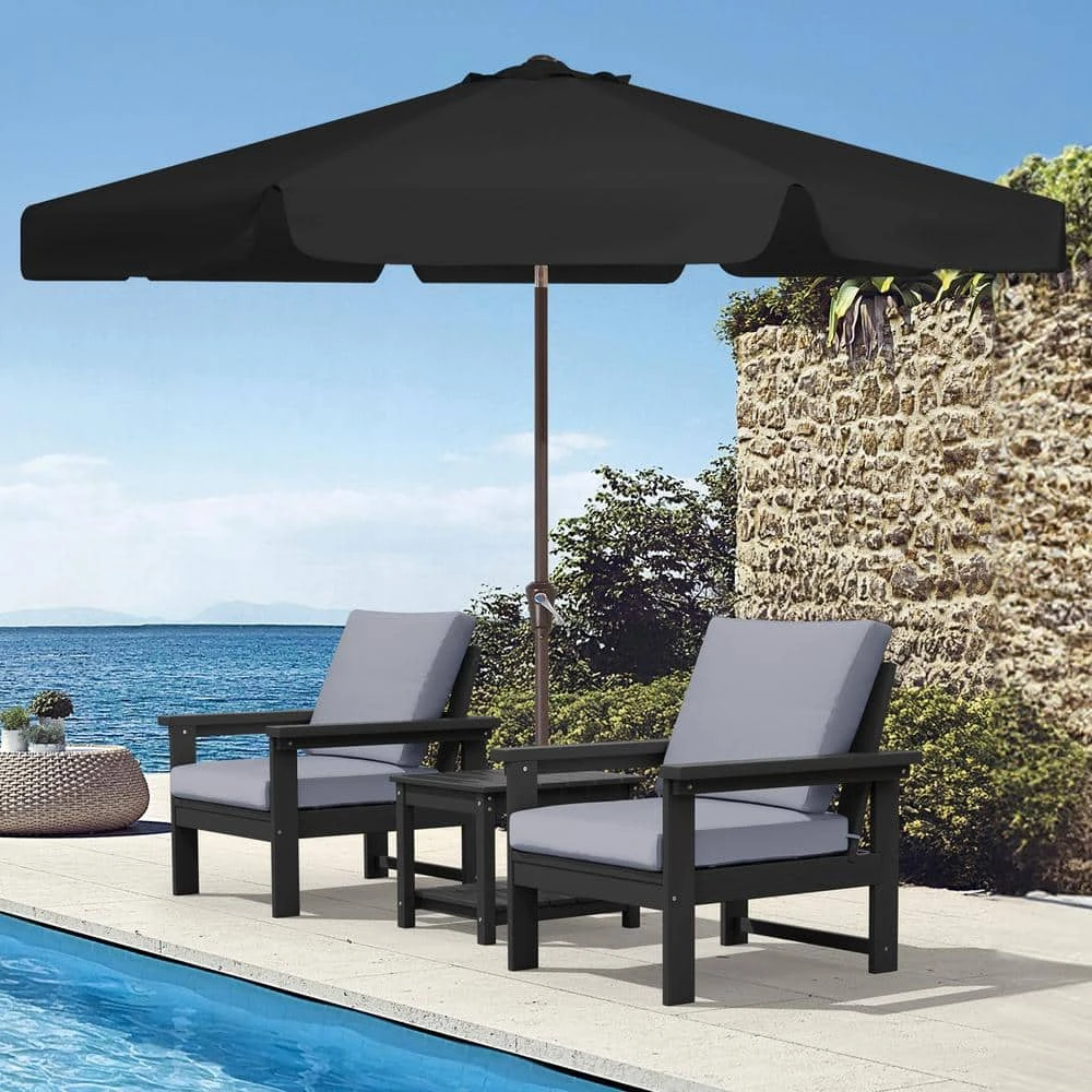 9 Ft. Steel Market Crank And Tilt Outdoor Patio Umbrella In Black 1 9 Ft. Steel Market Crank And Tilt Outdoor Patio Umbrella In Black