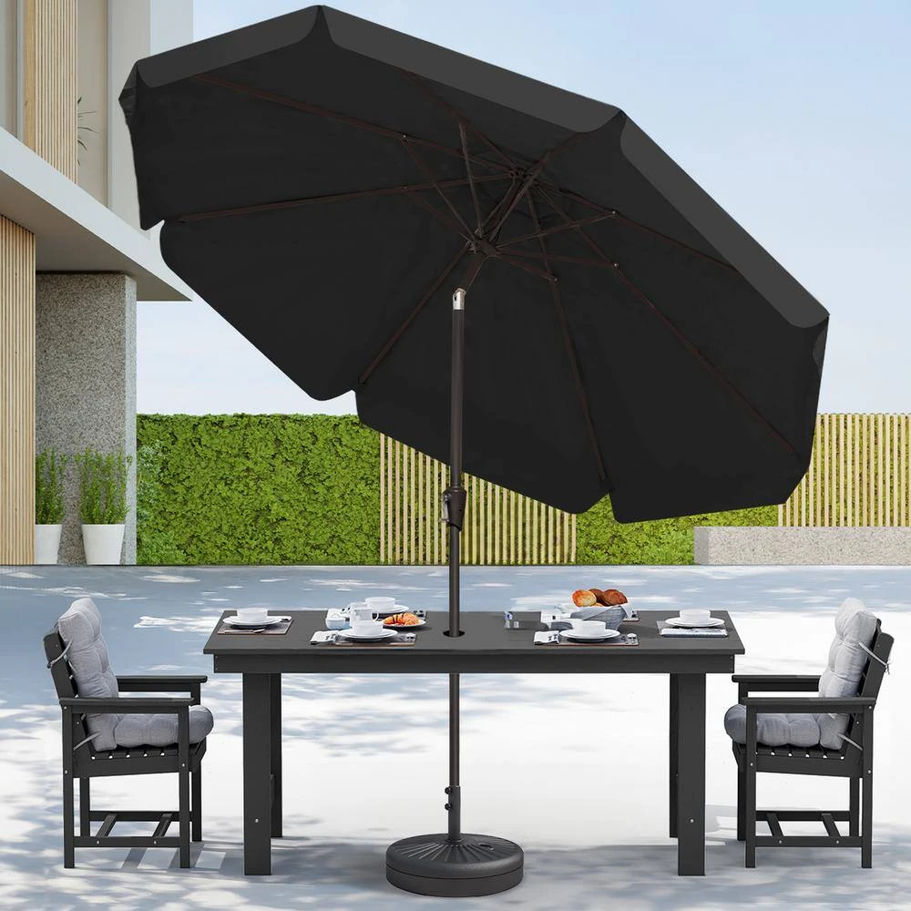 9 Ft. Steel Market Crank And Tilt Outdoor Patio Umbrella In Black 2 9 Ft. Steel Market Crank And Tilt Outdoor Patio Umbrella In Black - Image 2