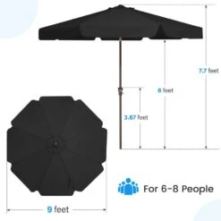 9 Ft. Steel Market Crank And Tilt Outdoor Patio Umbrella In Black 15 9 Ft. Steel Market Crank And Tilt Outdoor Patio Umbrella In Black -More Furniture Store jearey market umbrellas cbzzs 9 bk fa 1000