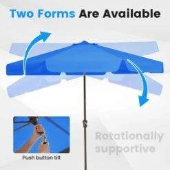 9 Ft. Steel Market Crank And Tilt Outdoor Patio Umbrella In Blue -More Furniture Store jearey market umbrellas cbzzs 9 bu 1f 1000