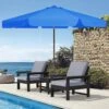 9 Ft. Steel Market Crank And Tilt Outdoor Patio Umbrella In Blue