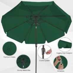 9 Ft. Steel Market Crank And Tilt Outdoor Patio Umbrella In Dark Green 10 9 Ft. Steel Market Crank And Tilt Outdoor Patio Umbrella In Dark Green -More Furniture Store jearey market umbrellas cbzzs 9 dgn c3 1000
