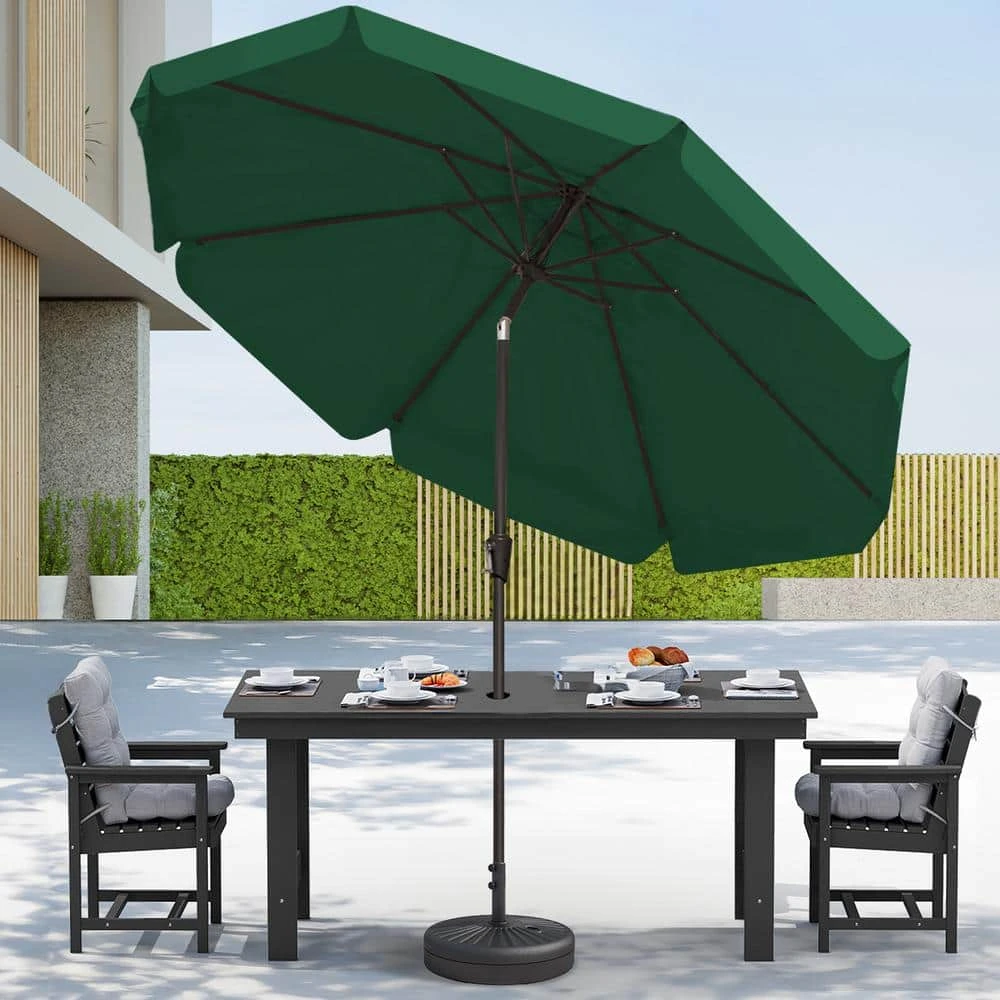 9 Ft. Steel Market Crank And Tilt Outdoor Patio Umbrella In Dark Green 2 9 Ft. Steel Market Crank And Tilt Outdoor Patio Umbrella In Dark Green - Image 2