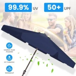 9 Ft. Steel Market Crank And Tilt Outdoor Patio Umbrella In Navy -More Furniture Store jearey market umbrellas cbzzs 9 nv 44 1000