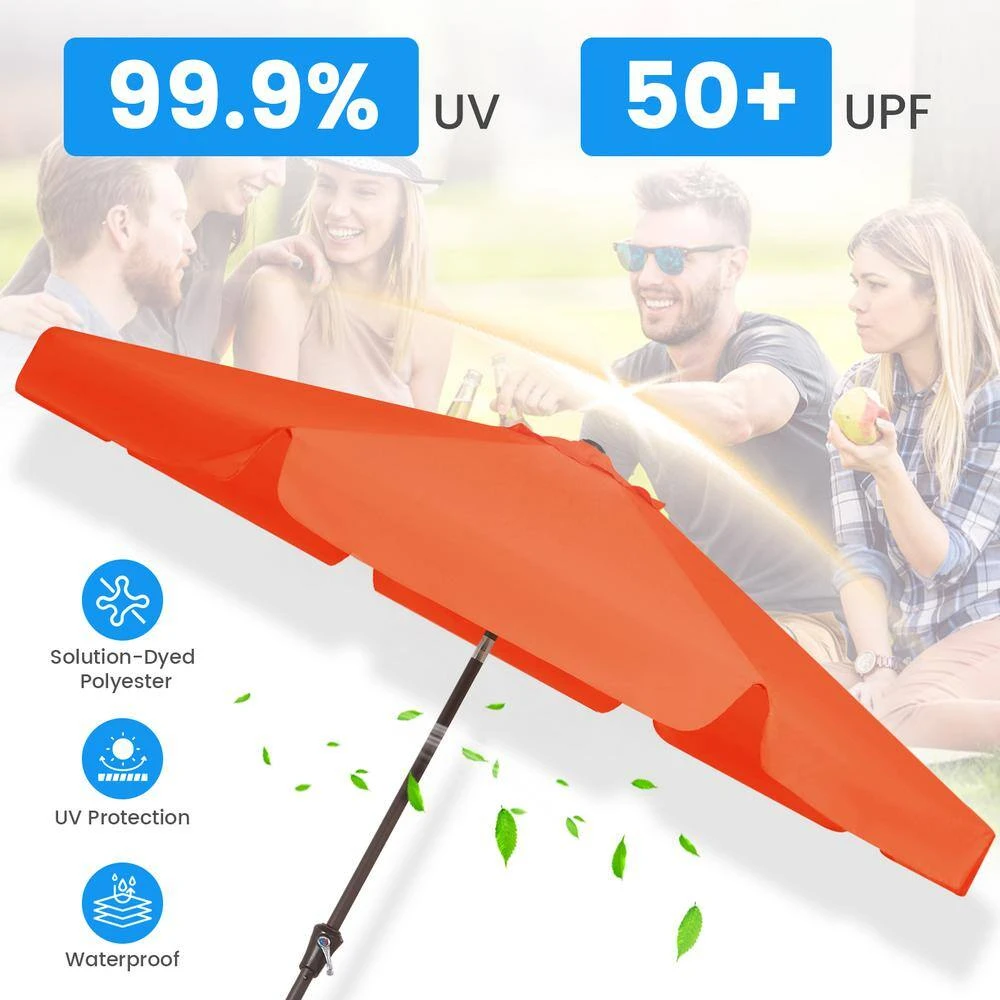 9 Ft. Steel Market Crank And Tilt Outdoor Patio Umbrella In Pumpkin 7 9 Ft. Steel Market Crank And Tilt Outdoor Patio Umbrella In Pumpkin - Image 7