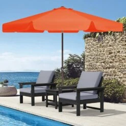 9 Ft. Steel Market Crank And Tilt Outdoor Patio Umbrella In Pumpkin
