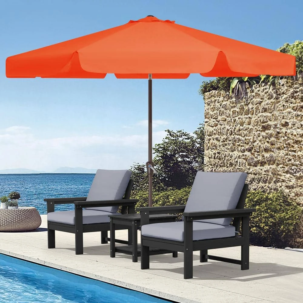 9 Ft. Steel Market Crank And Tilt Outdoor Patio Umbrella In Pumpkin 1 9 Ft. Steel Market Crank And Tilt Outdoor Patio Umbrella In Pumpkin