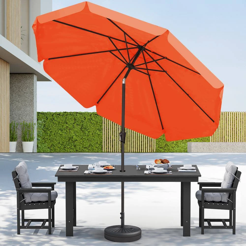 9 Ft. Steel Market Crank And Tilt Outdoor Patio Umbrella In Pumpkin 2 9 Ft. Steel Market Crank And Tilt Outdoor Patio Umbrella In Pumpkin - Image 2