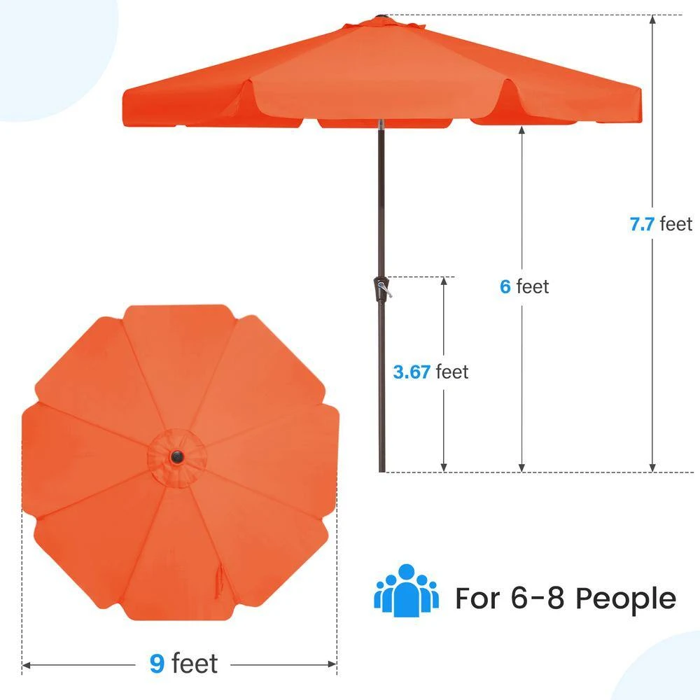 9 Ft. Steel Market Crank And Tilt Outdoor Patio Umbrella In Pumpkin 8 9 Ft. Steel Market Crank And Tilt Outdoor Patio Umbrella In Pumpkin - Image 8