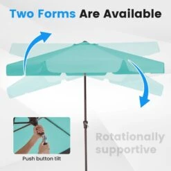 9 Ft. Steel Market Crank And Tilt Outdoor Patio Umbrella In Peacock Blue -More Furniture Store jearey market umbrellas cbzzs 9 pb 1f 1000