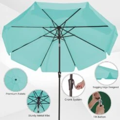 9 Ft. Steel Market Crank And Tilt Outdoor Patio Umbrella In Peacock Blue -More Furniture Store jearey market umbrellas cbzzs 9 pb c3 1000