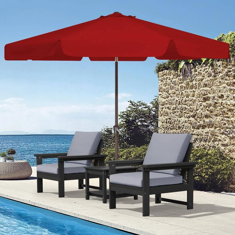 9 Ft. Steel Market Crank And Tilt Outdoor Patio Umbrella In Red 1 9 Ft. Steel Market Crank And Tilt Outdoor Patio Umbrella In Red