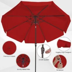 9 Ft. Steel Market Crank And Tilt Outdoor Patio Umbrella In Red 11 9 Ft. Steel Market Crank And Tilt Outdoor Patio Umbrella In Red -More Furniture Store jearey market umbrellas cbzzs 9 rd c3 1000