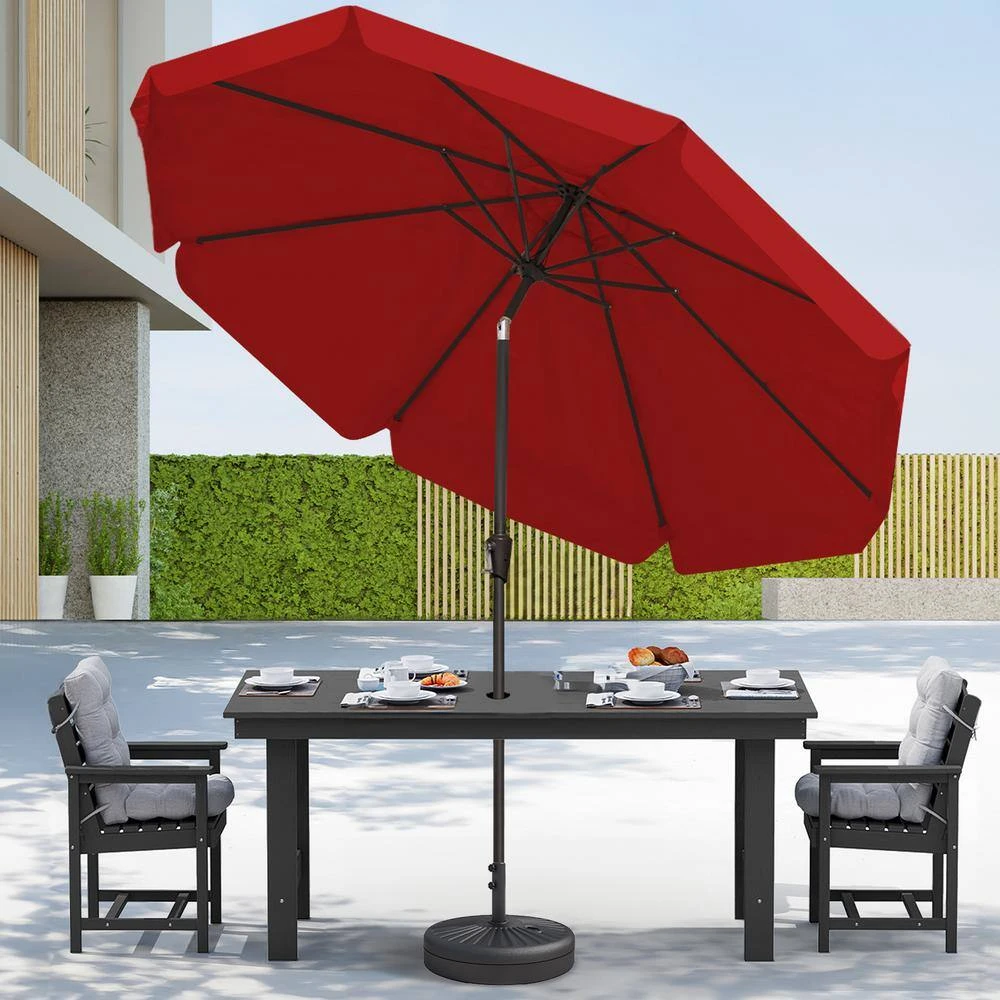 9 Ft. Steel Market Crank And Tilt Outdoor Patio Umbrella In Red 2 9 Ft. Steel Market Crank And Tilt Outdoor Patio Umbrella In Red - Image 2