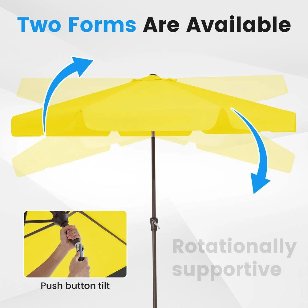 9 Ft. Steel Market Crank And Tilt Outdoor Patio Umbrella In Yellow 6 9 Ft. Steel Market Crank And Tilt Outdoor Patio Umbrella In Yellow - Image 6