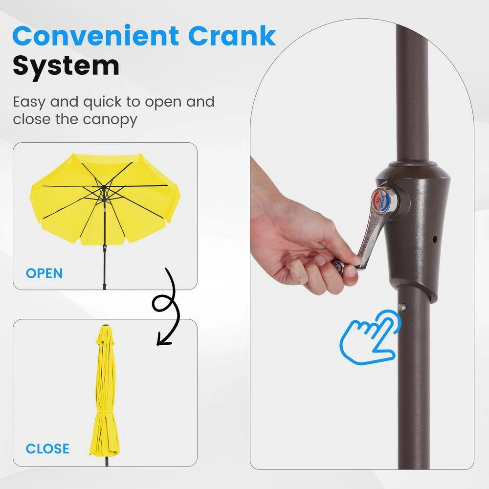 9 Ft. Steel Market Crank And Tilt Outdoor Patio Umbrella In Yellow 5 9 Ft. Steel Market Crank And Tilt Outdoor Patio Umbrella In Yellow - Image 5