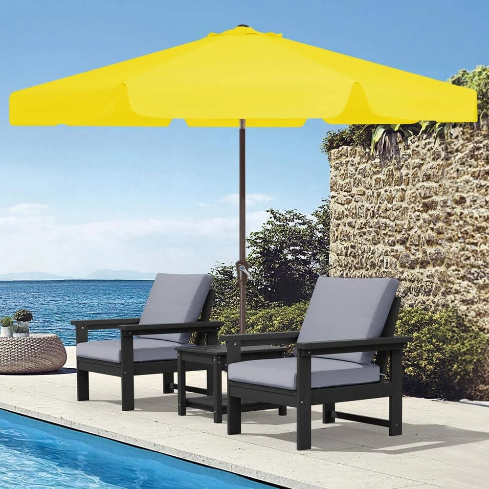 9 Ft. Steel Market Crank And Tilt Outdoor Patio Umbrella In Yellow 1 9 Ft. Steel Market Crank And Tilt Outdoor Patio Umbrella In Yellow